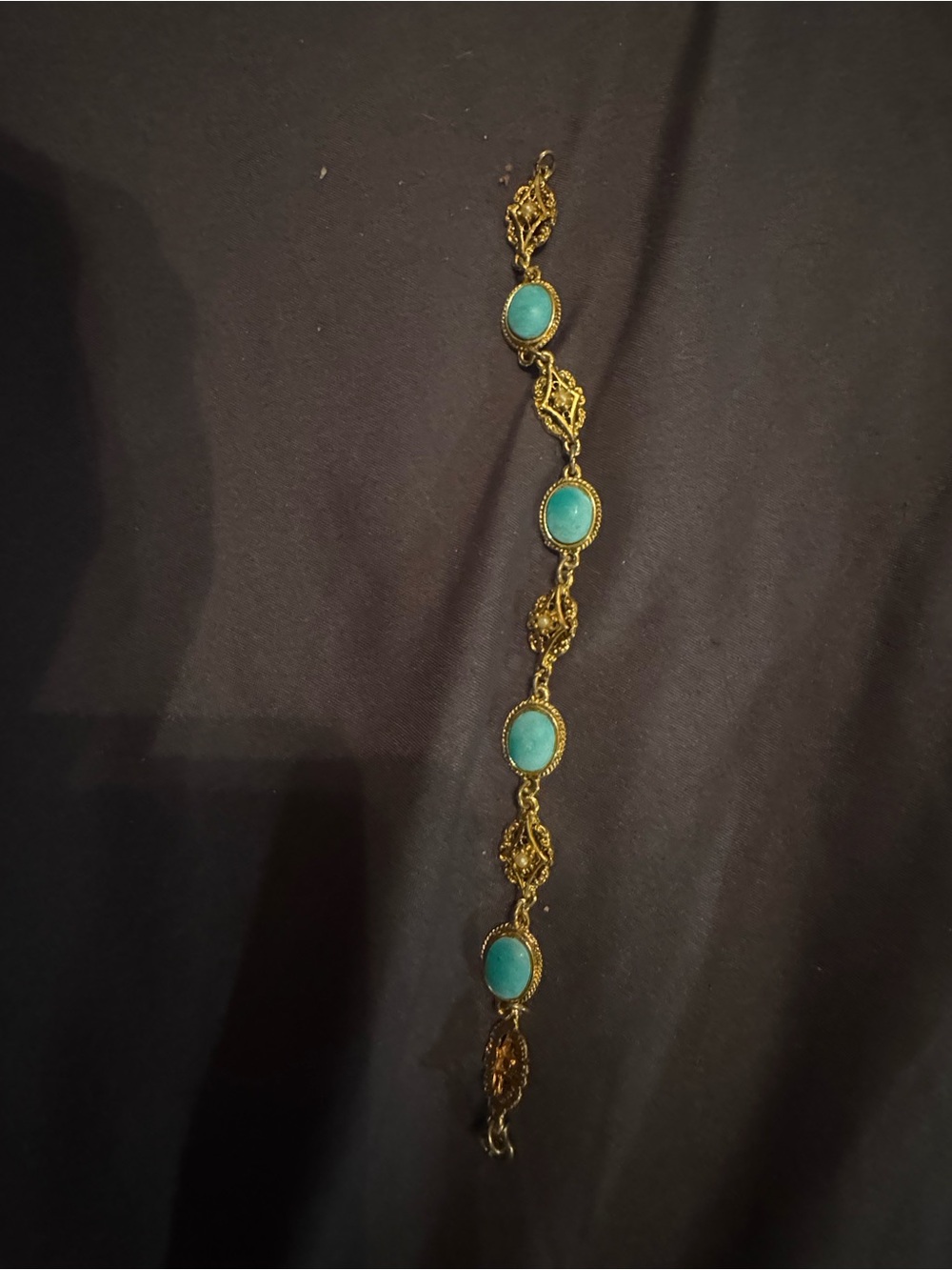 Gold-Tone Bracelet with Turquoise Cabochons